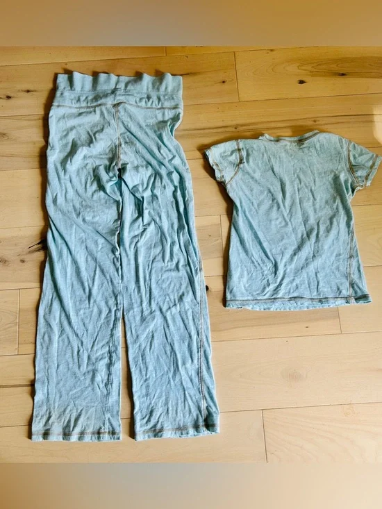 Y2K Aeropostale Lounge Set Fold Over Waist Pants & Baby Tee 100% Cotton Blue S - Picture 2 of 16
